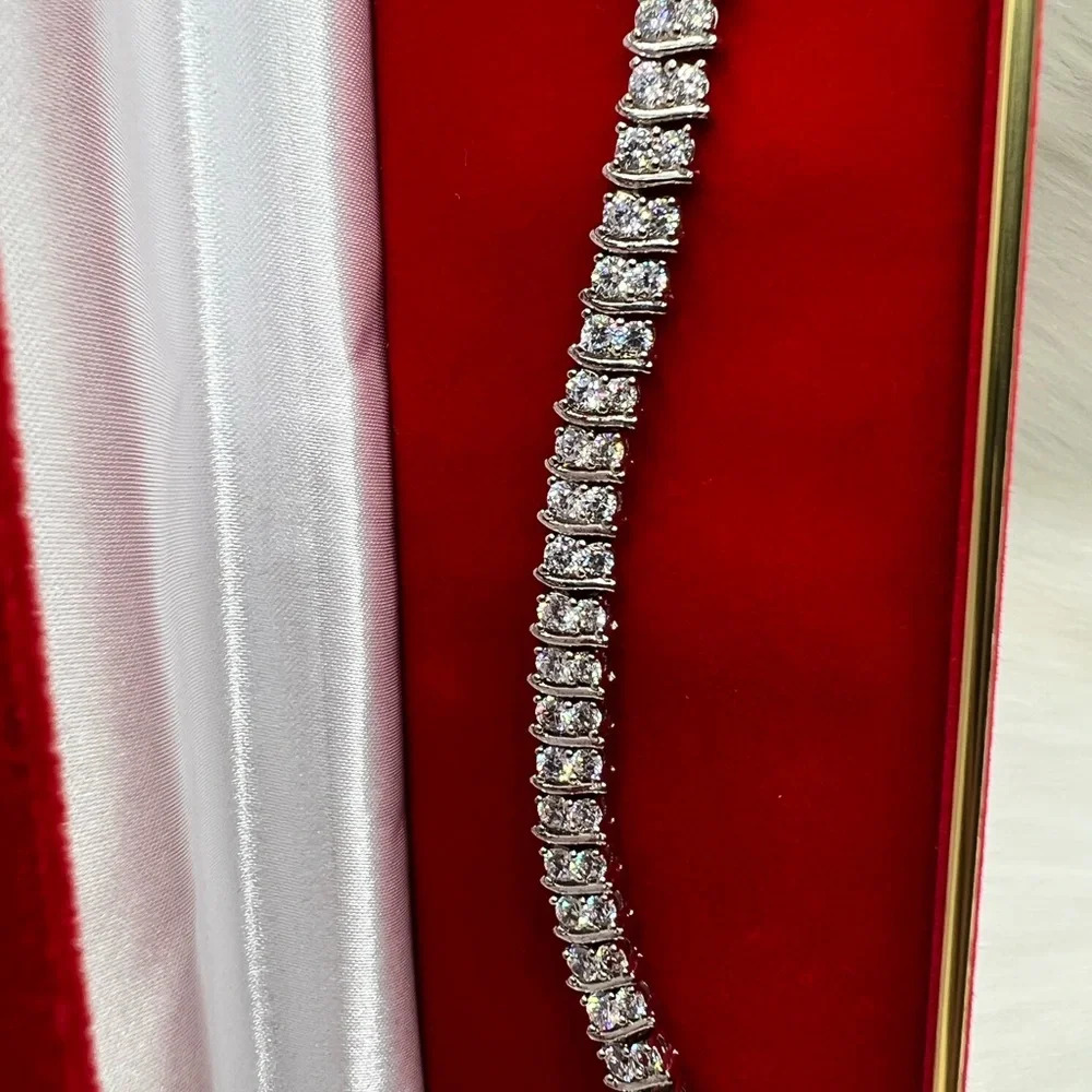 🖤New White Gold Finish Double Row Tennis Bracelet🖤 - Picture 7 of 10